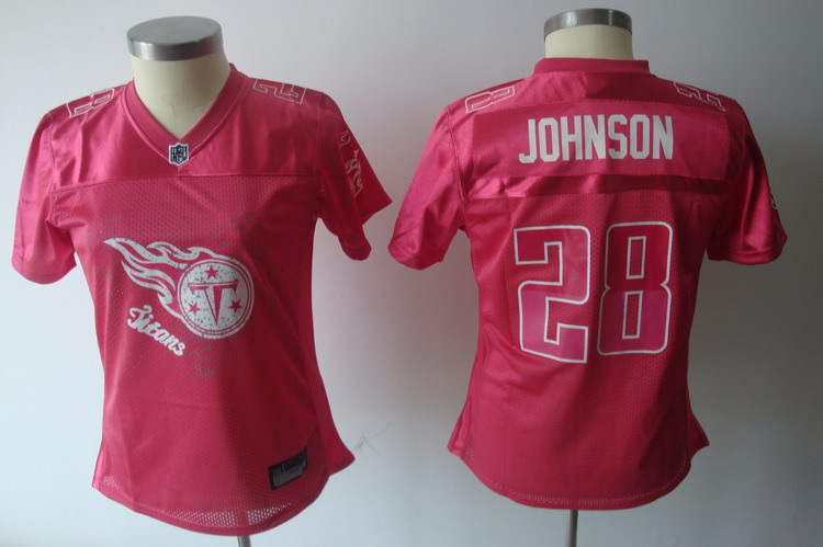 Titans #28 Chris Johnson Pink 2011 Women's Fem Fan Stitched NFL Jersey